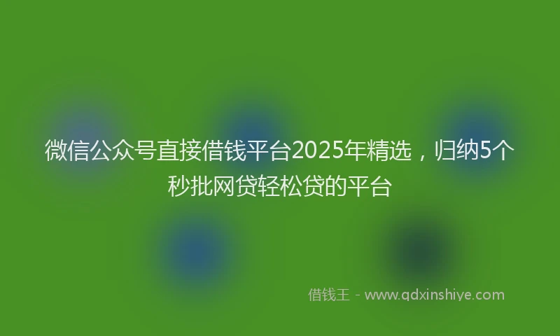 微信公众号直接借钱平台2025年精选，归纳5个秒批网贷轻松贷的平台