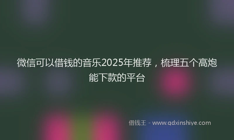 微信可以借钱的音乐2025年推荐，梳理五个高炮能下款的平台