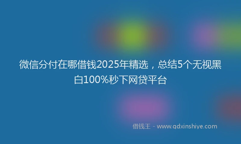 微信分付在哪借钱2025年精选，总结5个无视黑白100%秒下网贷平台