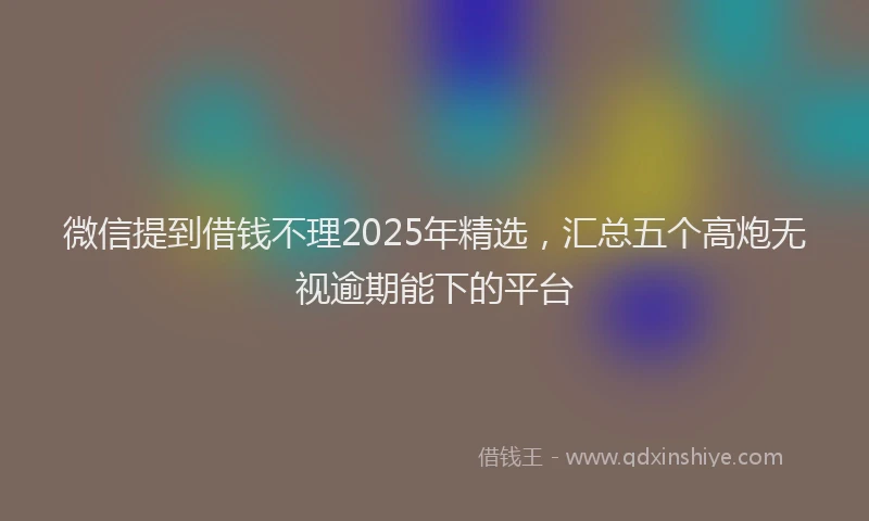 微信提到借钱不理2025年精选，汇总五个高炮无视逾期能下的平台
