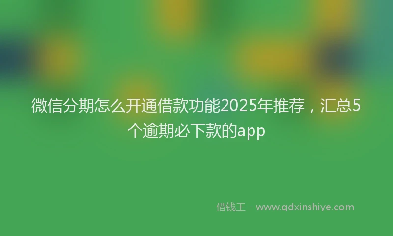 微信分期怎么开通借款功能2025年推荐，汇总5个逾期必下款的app