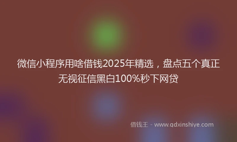 微信小程序用啥借钱2025年精选，盘点五个真正无视征信黑白100%秒下网贷