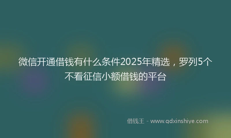 微信开通借钱有什么条件2025年精选，罗列5个不看征信小额借钱的平台