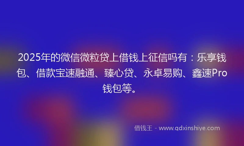 2025年的微信微粒贷上借钱上征信吗有：乐享钱包、借款宝速融通、臻心贷、永卓易购、鑫速Pro钱包等。