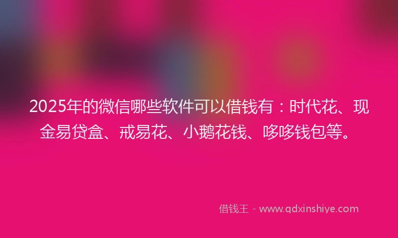2025年的微信哪些软件可以借钱有：时代花、现金易贷盒、戒易花、小鹅花钱、哆哆钱包等。