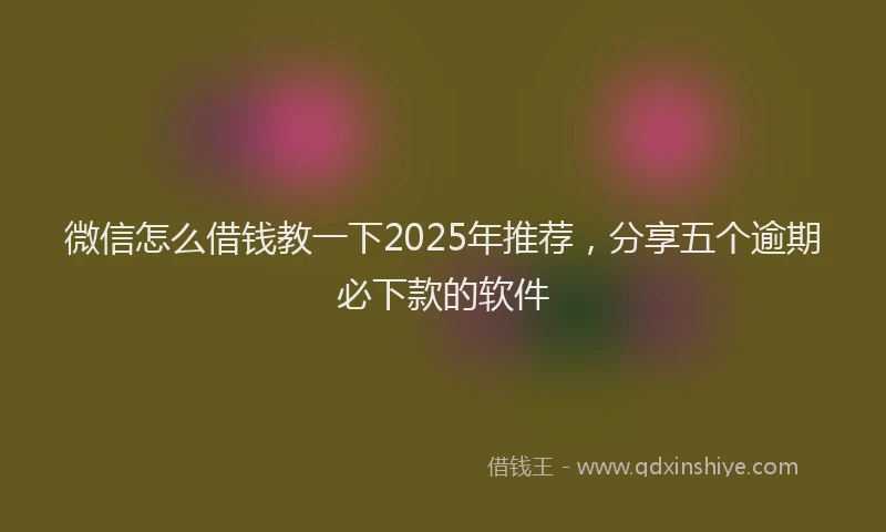 微信怎么借钱教一下2025年推荐，分享五个逾期必下款的软件