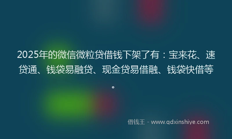 2025年的微信微粒贷借钱下架了有：宝来花、速贷通、钱袋易融贷、现金贷易借融、钱袋快借等。