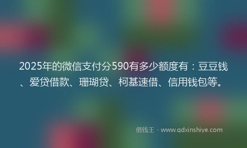 2025年的微信支付分590有多少额度有：豆豆钱、爱贷借款、珊瑚贷、柯基速借、信用钱包等。