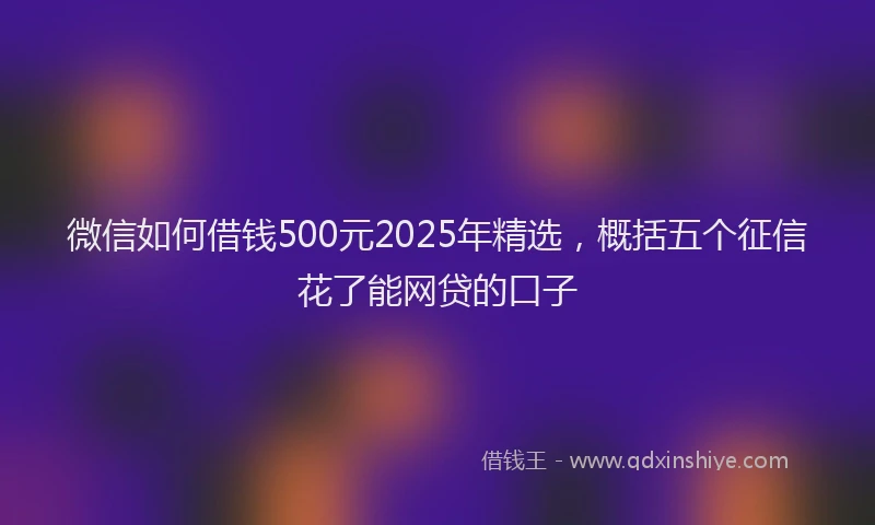 微信如何借钱500元2025年精选，概括五个征信花了能网贷的口子