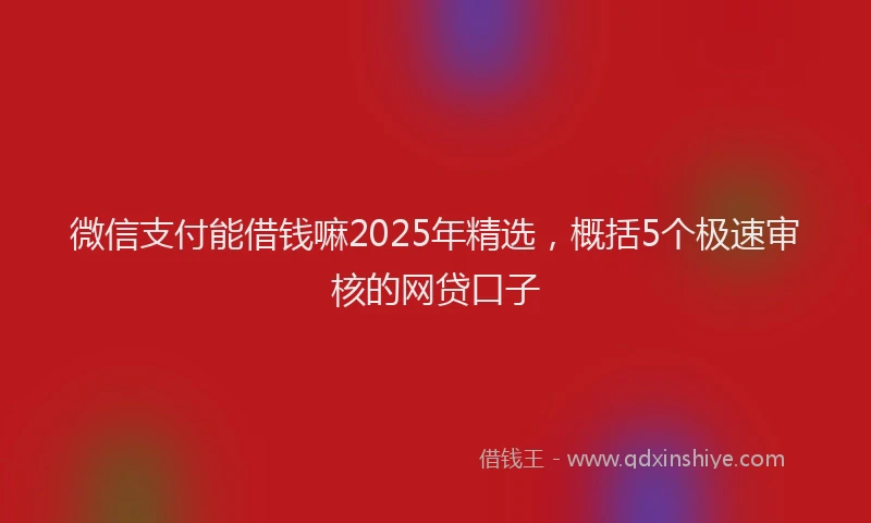 微信支付能借钱嘛2025年精选，概括5个极速审核的网贷口子