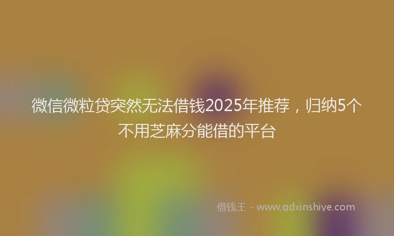 微信微粒贷突然无法借钱2025年推荐，归纳5个不用芝麻分能借的平台