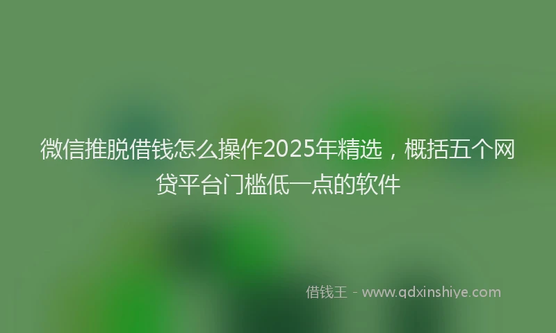 微信推脱借钱怎么操作2025年精选，概括五个网贷平台门槛低一点的软件