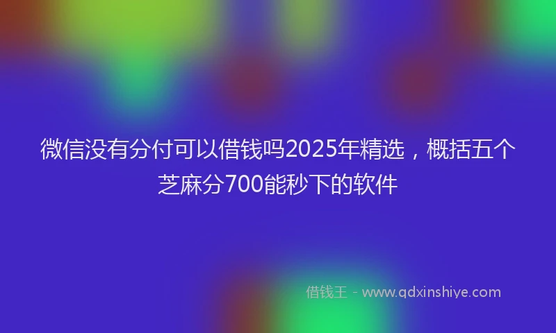 微信没有分付可以借钱吗2025年精选，概括五个芝麻分700能秒下的软件