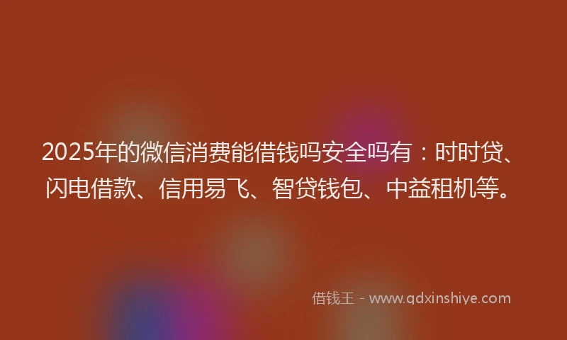 2025年的微信消费能借钱吗安全吗有：时时贷、闪电借款、信用易飞、智贷钱包、中益租机等。