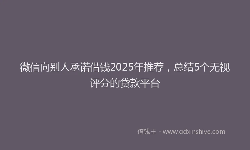 微信向别人承诺借钱2025年推荐，总结5个无视评分的贷款平台