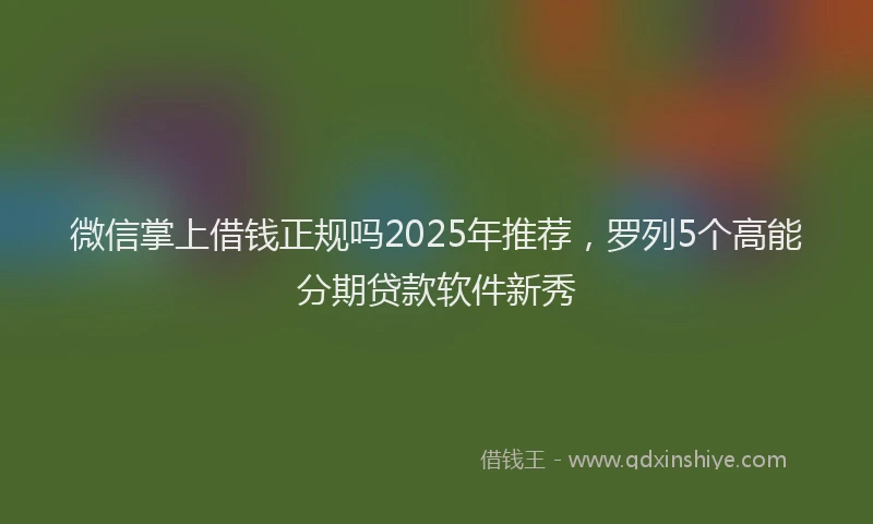微信掌上借钱正规吗2025年推荐，罗列5个高能分期贷款软件新秀