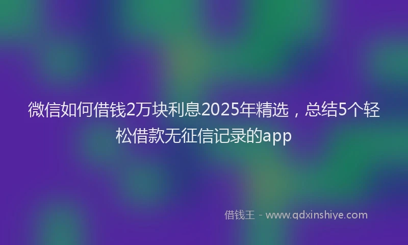 微信如何借钱2万块利息2025年精选，总结5个轻松借款无征信记录的app