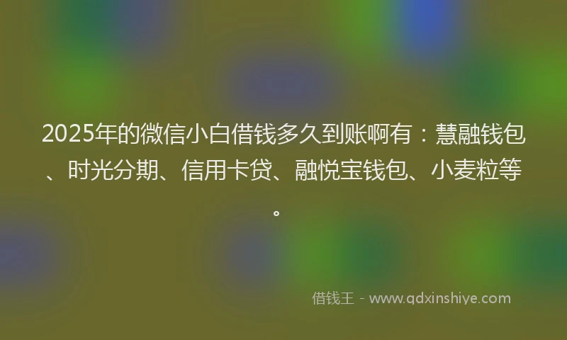 2025年的微信小白借钱多久到账啊有：慧融钱包、时光分期、信用卡贷、融悦宝钱包、小麦粒等。