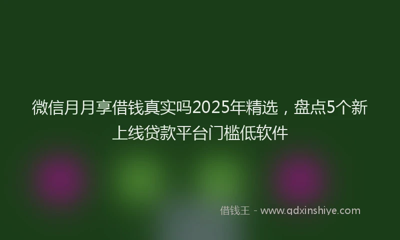 微信月月享借钱真实吗2025年精选，盘点5个新上线贷款平台门槛低软件