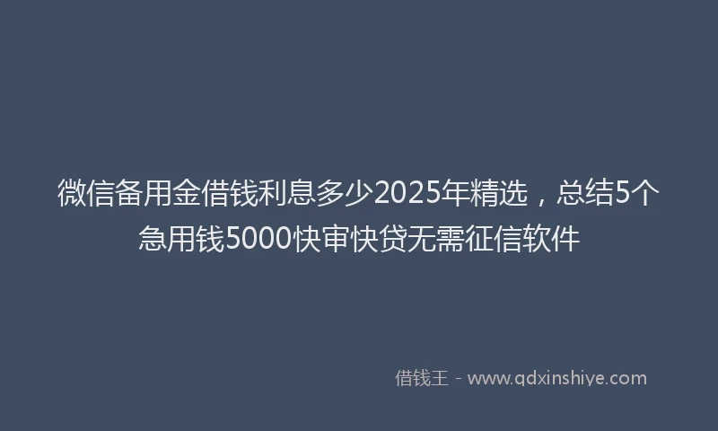 微信备用金借钱利息多少2025年精选，总结5个急用钱5000快审快贷无需征信软件