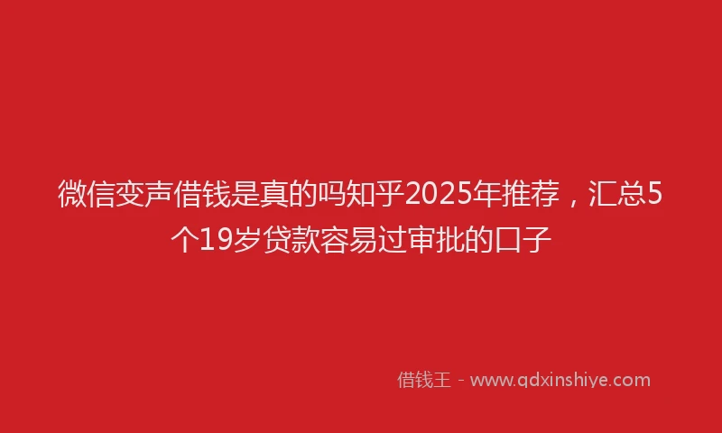 微信变声借钱是真的吗知乎2025年推荐，汇总5个19岁贷款容易过审批的口子