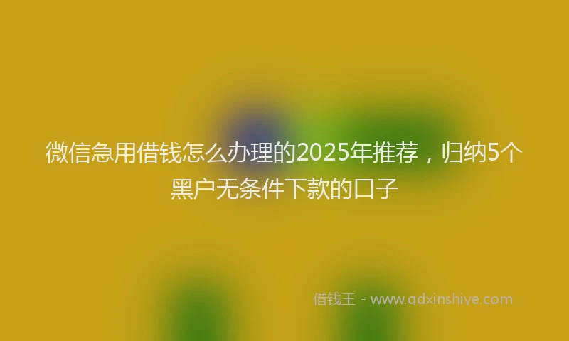微信急用借钱怎么办理的2025年推荐，归纳5个黑户无条件下款的口子