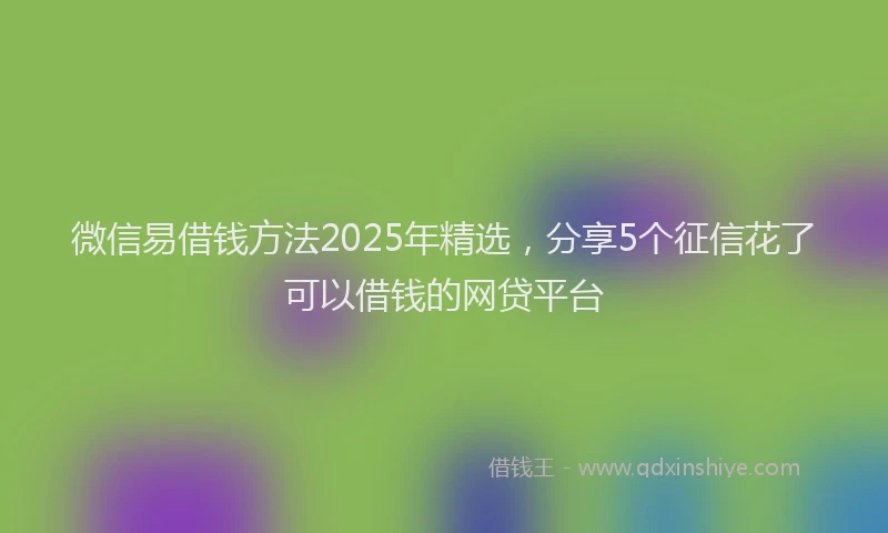 微信易借钱方法2025年精选，分享5个征信花了可以借钱的网贷平台