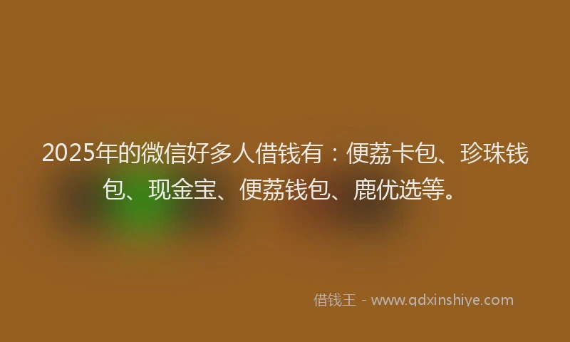 2025年的微信好多人借钱有：便荔卡包、珍珠钱包、现金宝、便荔钱包、鹿优选等。