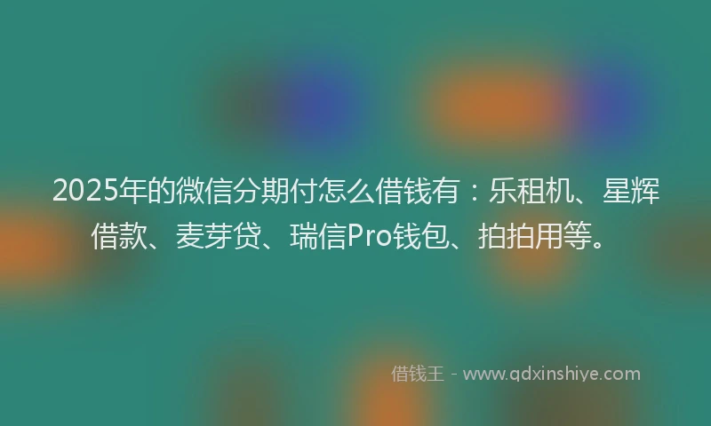 2025年的微信分期付怎么借钱有：乐租机、星辉借款、麦芽贷、瑞信Pro钱包、拍拍用等。