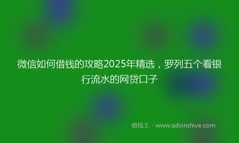 微信如何借钱的攻略2025年精选，罗列五个看银行流水的网贷口子