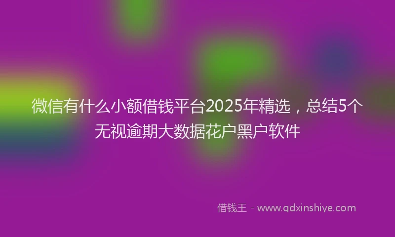 微信有什么小额借钱平台2025年精选，总结5个无视逾期大数据花户黑户软件