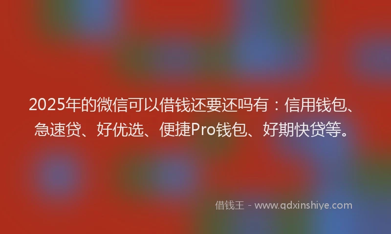 2025年的微信可以借钱还要还吗有：信用钱包、急速贷、好优选、便捷Pro钱包、好期快贷等。