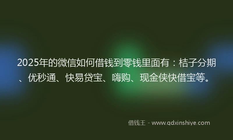 2025年的微信如何借钱到零钱里面有：桔子分期、优秒通、快易贷宝、嗨购、现金侠快借宝等。