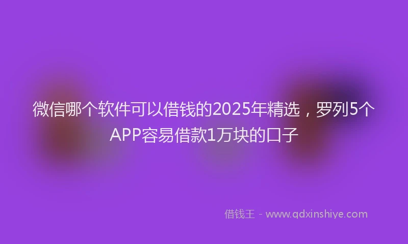 微信哪个软件可以借钱的2025年精选，罗列5个APP容易借款1万块的口子