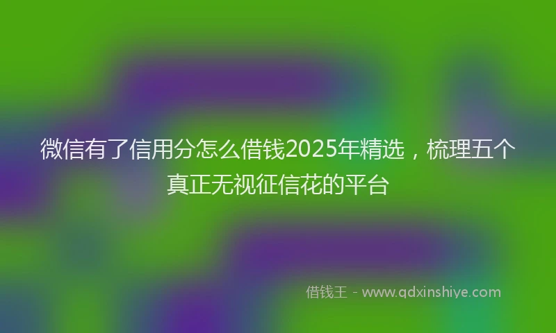 微信有了信用分怎么借钱2025年精选，梳理五个真正无视征信花的平台