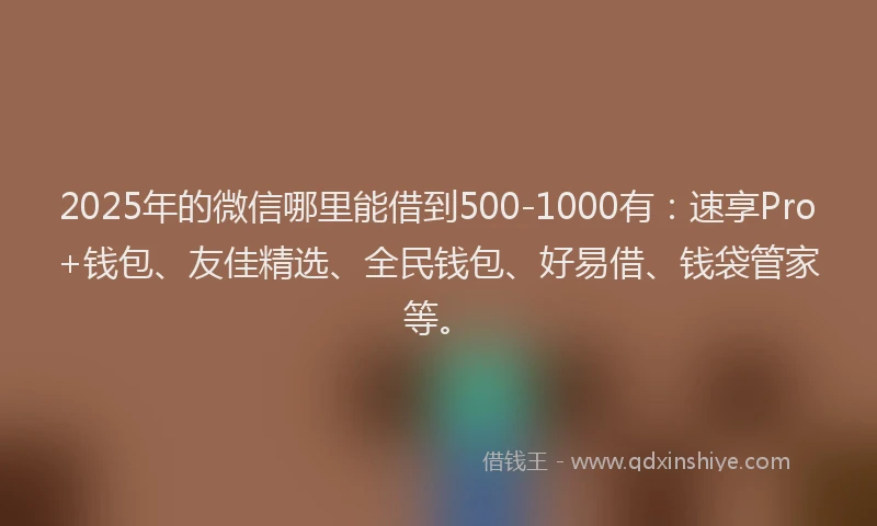 2025年的微信哪里能借到500-1000有：速享Pro+钱包、友佳精选、全民钱包、好易借、钱袋管家等。