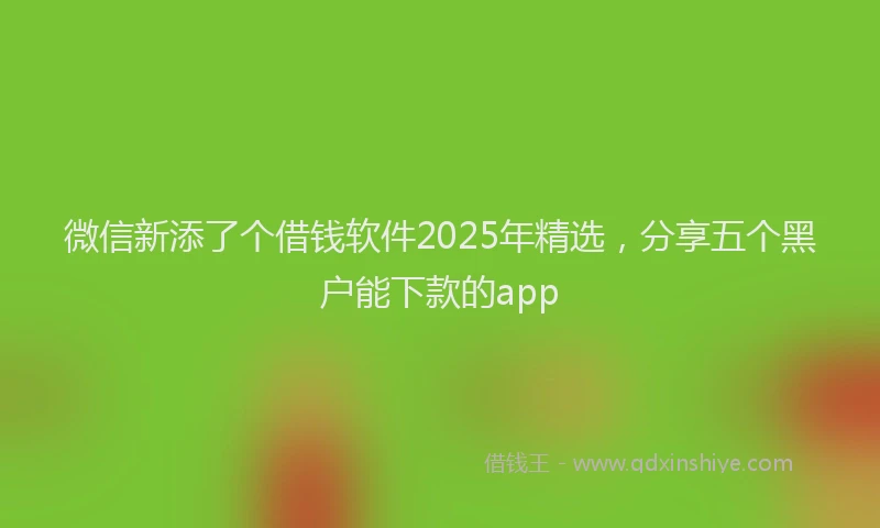 微信新添了个借钱软件2025年精选，分享五个黑户能下款的app