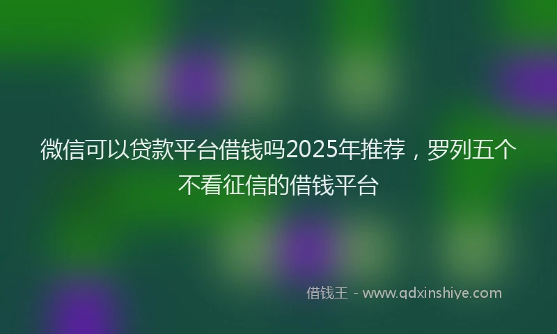 微信可以贷款平台借钱吗2025年推荐，罗列五个不看征信的借钱平台