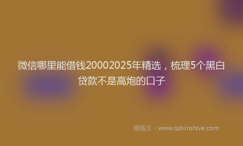 微信哪里能借钱20002025年精选，梳理5个黑白贷款不是高炮的口子