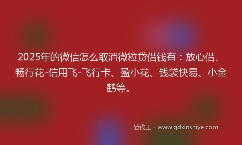 2025年的微信怎么取消微粒贷借钱有：放心借、畅行花-信用飞-飞行卡、盈小花、钱袋快易、小金鹤等。