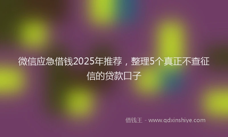 微信应急借钱2025年推荐，整理5个真正不查征信的贷款口子