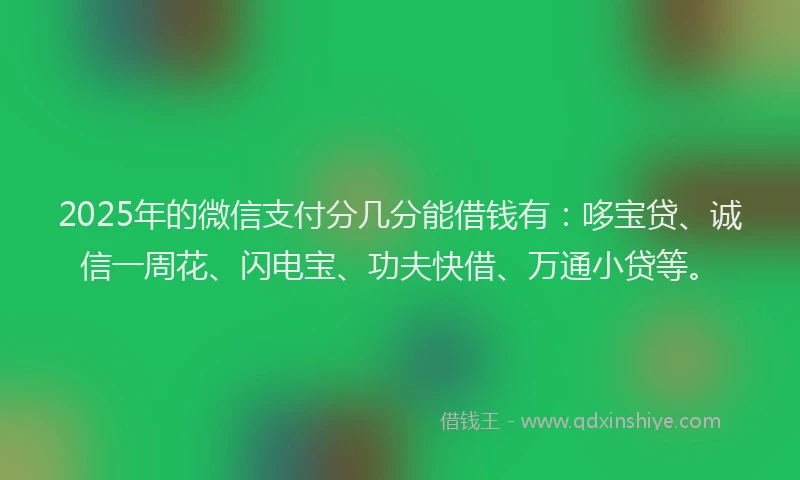 2025年的微信支付分几分能借钱有：哆宝贷、诚信一周花、闪电宝、功夫快借、万通小贷等。