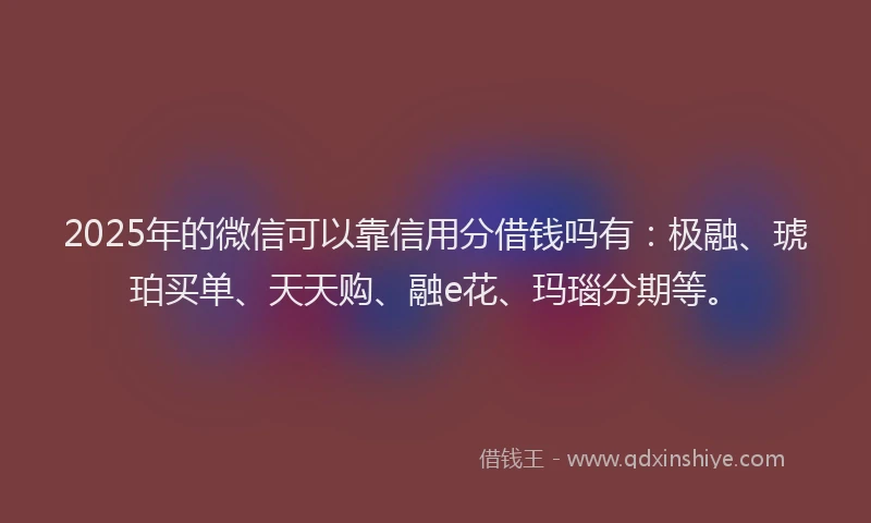 2025年的微信可以靠信用分借钱吗有：极融、琥珀买单、天天购、融e花、玛瑙分期等。