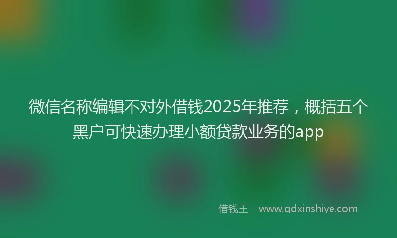 微信名称编辑不对外借钱2025年推荐，概括五个黑户可快速办理小额贷款业务的app
