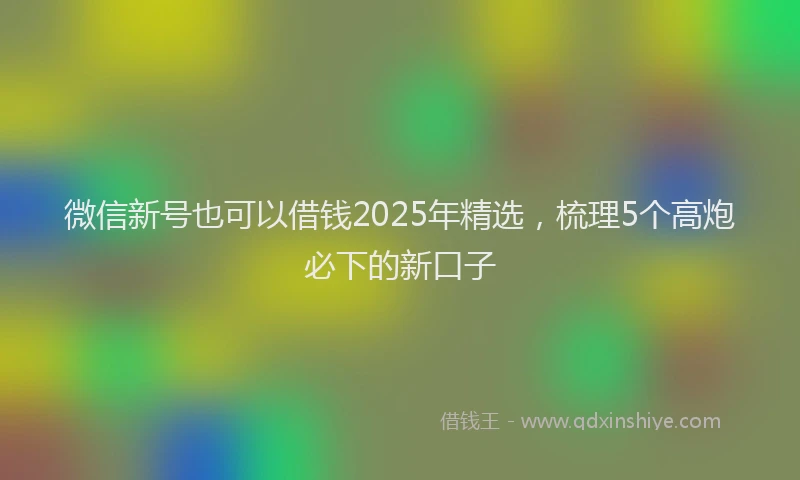 微信新号也可以借钱2025年精选，梳理5个高炮必下的新口子