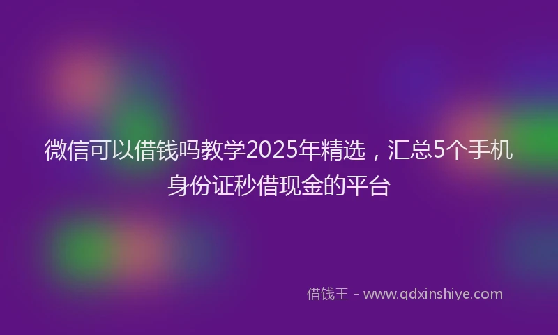 微信可以借钱吗教学2025年精选，汇总5个手机身份证秒借现金的平台