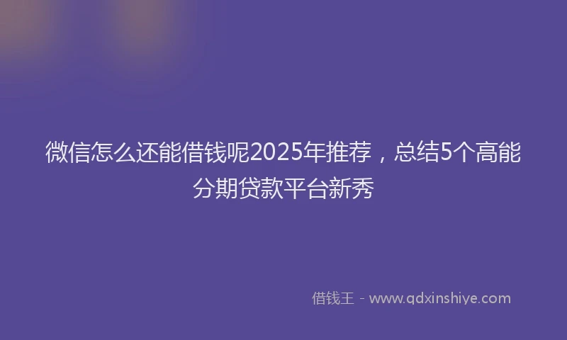 微信怎么还能借钱呢2025年推荐，总结5个高能分期贷款平台新秀