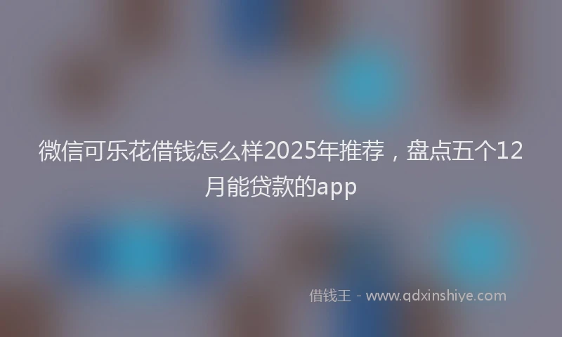 微信可乐花借钱怎么样2025年推荐，盘点五个12月能贷款的app