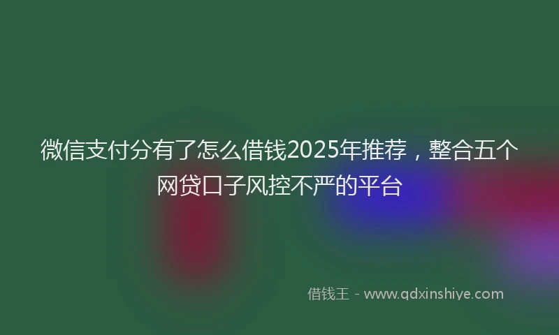 微信支付分有了怎么借钱2025年推荐，整合五个网贷口子风控不严的平台