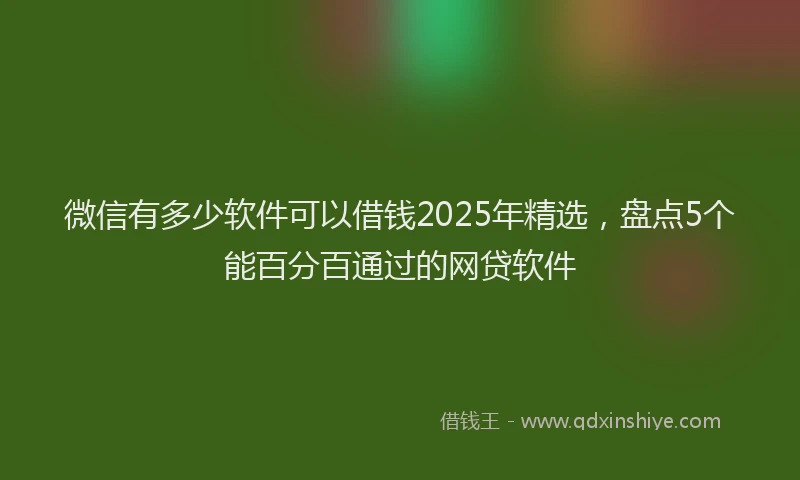 微信有多少软件可以借钱2025年精选，盘点5个能百分百通过的网贷软件